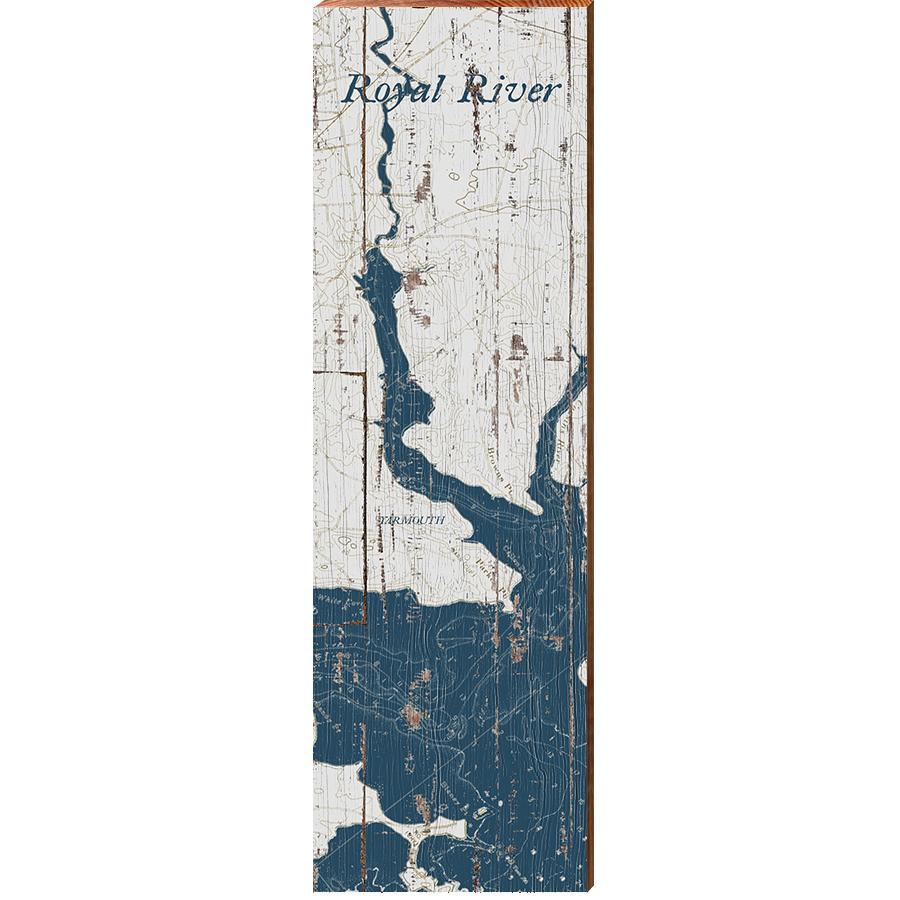 Royal River, Maine Map Wooden Sign | Wall Art Print on Real Wood