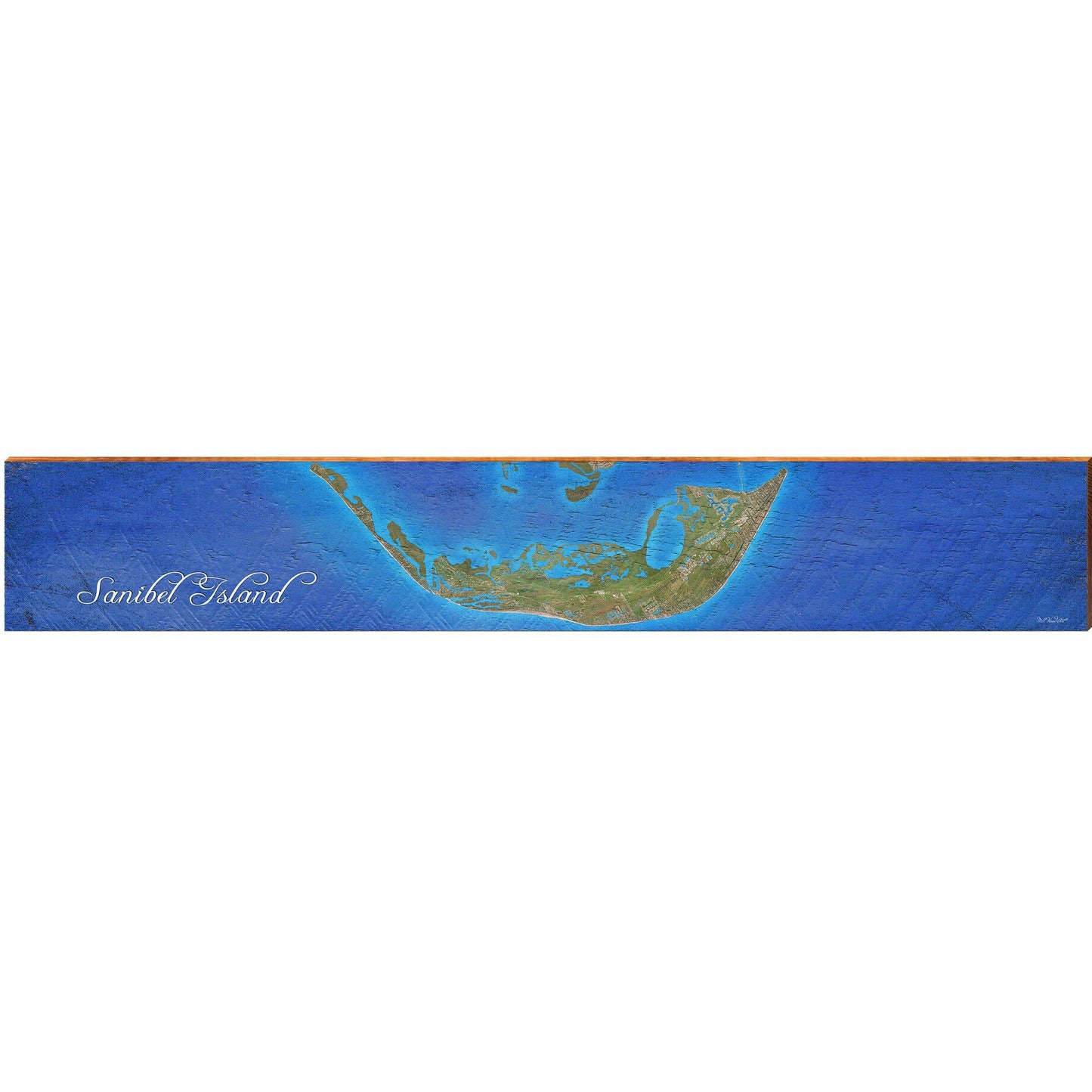 Sanibel Island, Florida Satellite Styled Map Large Wall Art | Wall Art Print on Real Wood