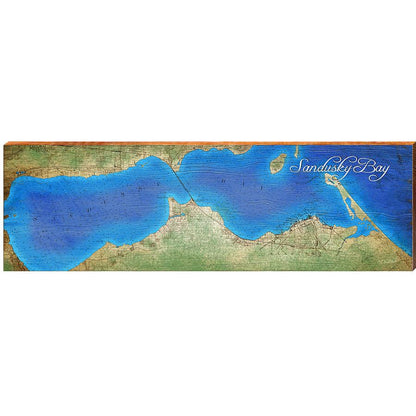 Sandusky Bay Map | Wall Art Print on Real Wood