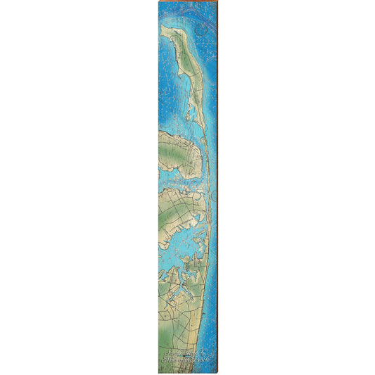 Sandy Hook to Monmouth Beach Map Home Decor Art Print on Real Wood