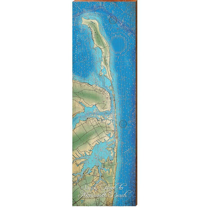 Sandy Hook to Monmouth Beach Map Home Decor Art Print on Real Wood