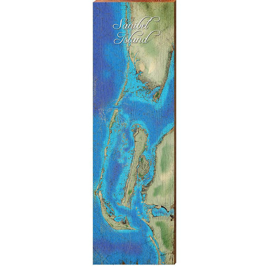 Sanibel Island and Surrounding Areas, Florida Topographical Styled Map Wall Art | Wall Art Print on Real Wood