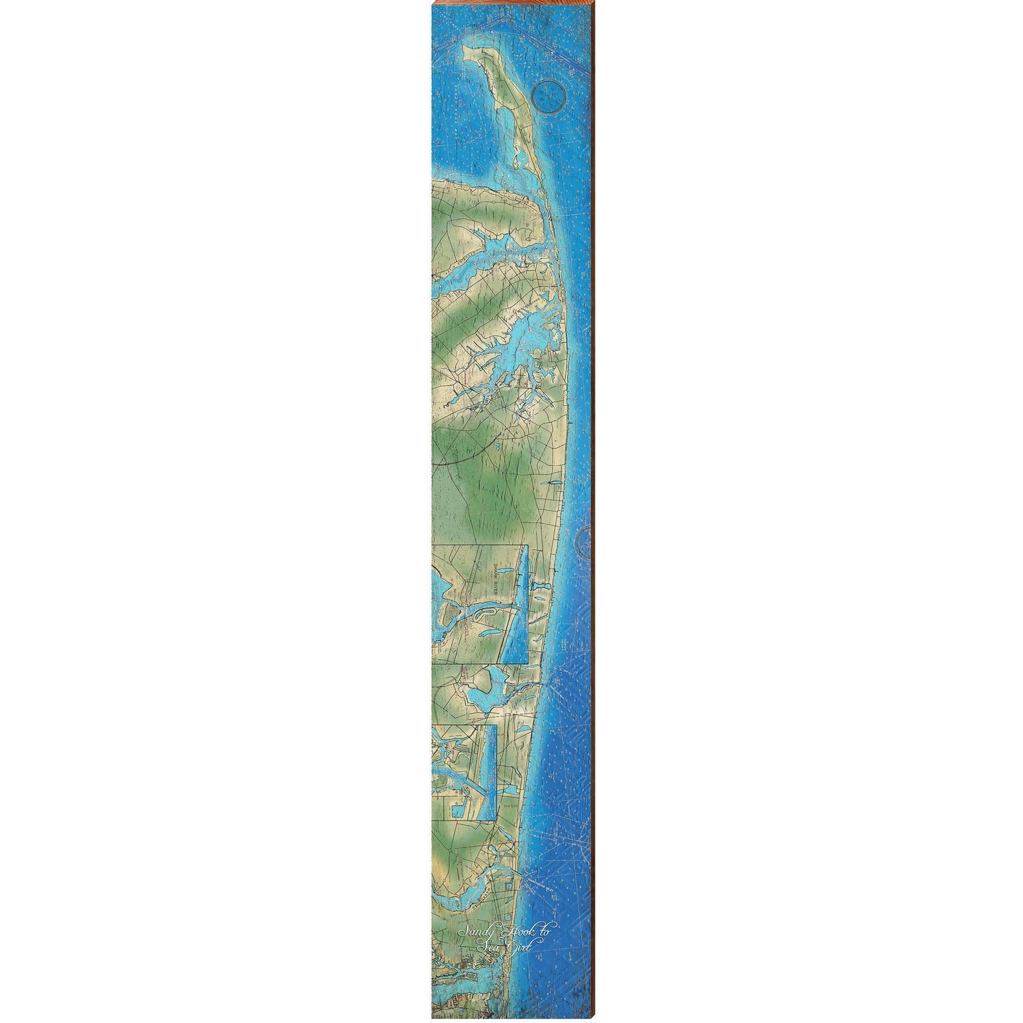 Sandy Hook to Sea Girt Map Home Decor Art Print on Real Wood