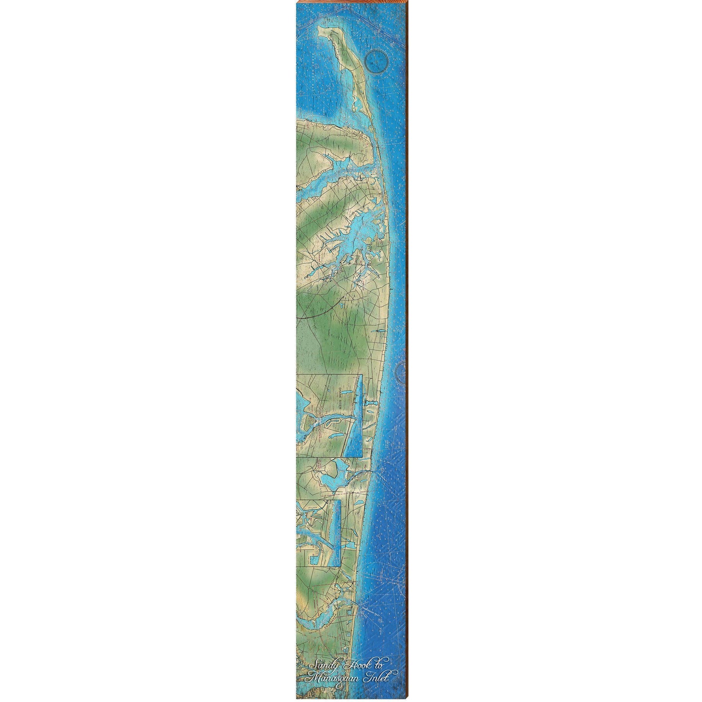 Sandy Hook to Manasquan Inlet Map Home Decor Art Print on Real Wood