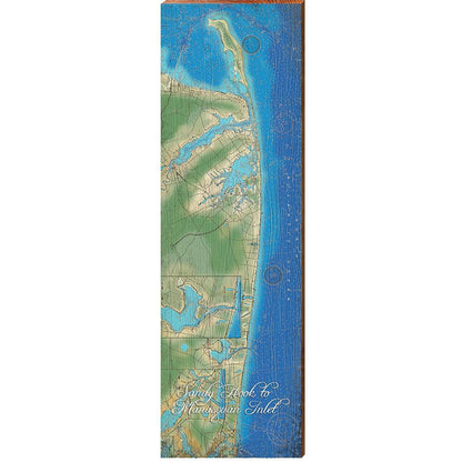 Sandy Hook to Manasquan Inlet Map Home Decor Art Print on Real Wood