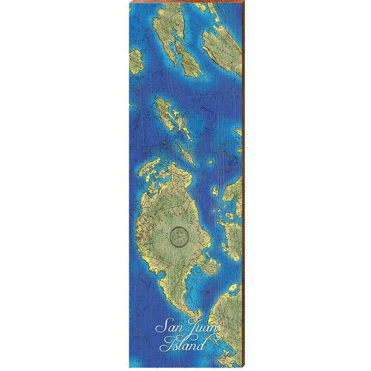 San Juan Island Map Home Decor Art Print on Real Wood