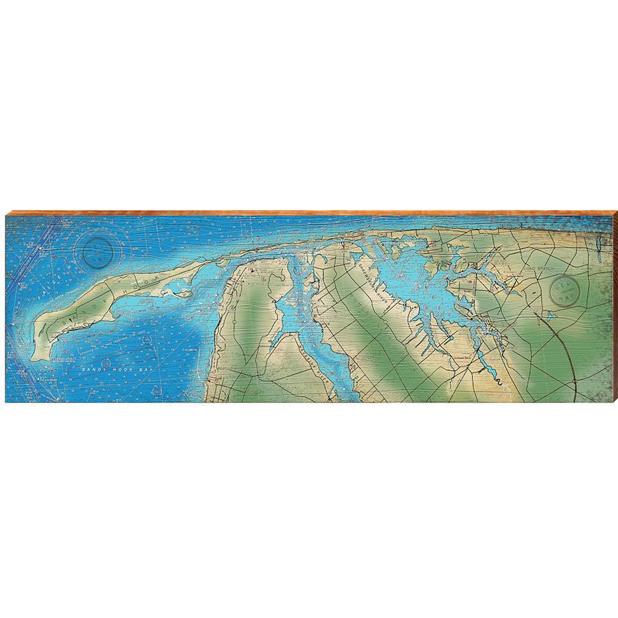 Sandy Hook to Long Branch Map Home Decor Art Print on Real Wood