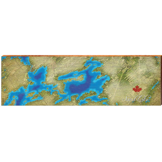 Sand Lake, Canada Satellite Map Wall Art | Wall Art Print on Real Wood