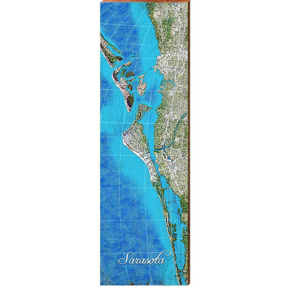 Sarasota, Florida Map Wooden Sign | Wall Art Print on Real Wood