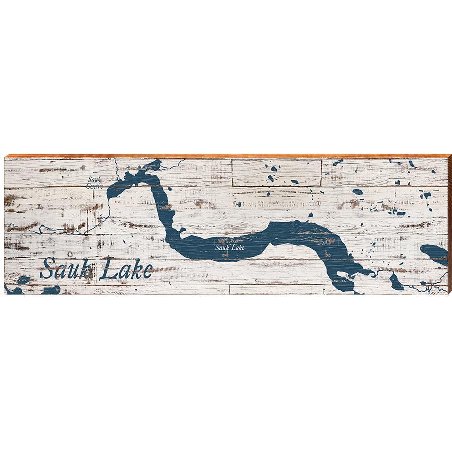 Sauk Lake, Minnesota Map Wooden Sign | Wall Art Print on Real Wood ...