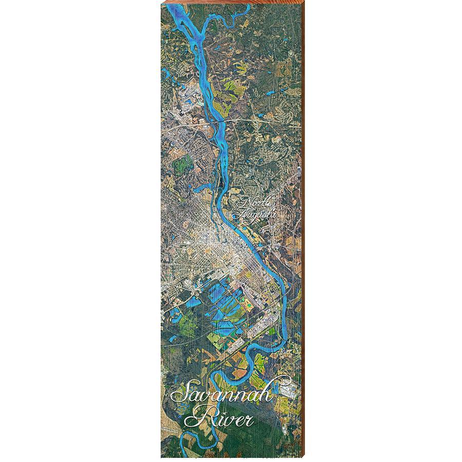 Savannah River, Georgia Map Wooden Sign | Wall Art Print on Real Wood