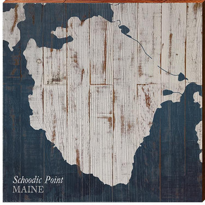 Schoodic Point, Maine Map Wooden Sign | Wall Art Print on Real Wood