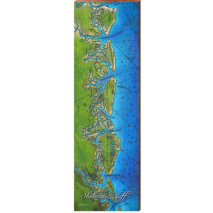 Shellman Bluff, Topographical Styled Map Mill Wood Art Wholesale