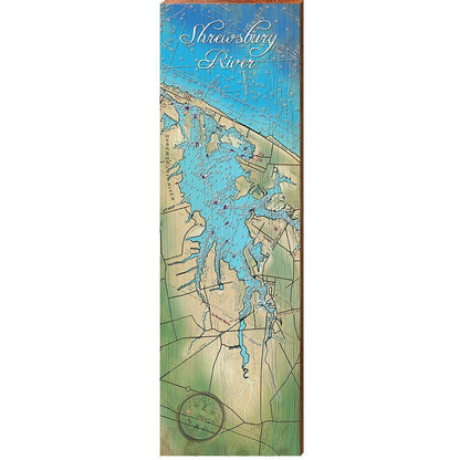 Shrewsbury River Map Home Decor Art Print on Real Wood