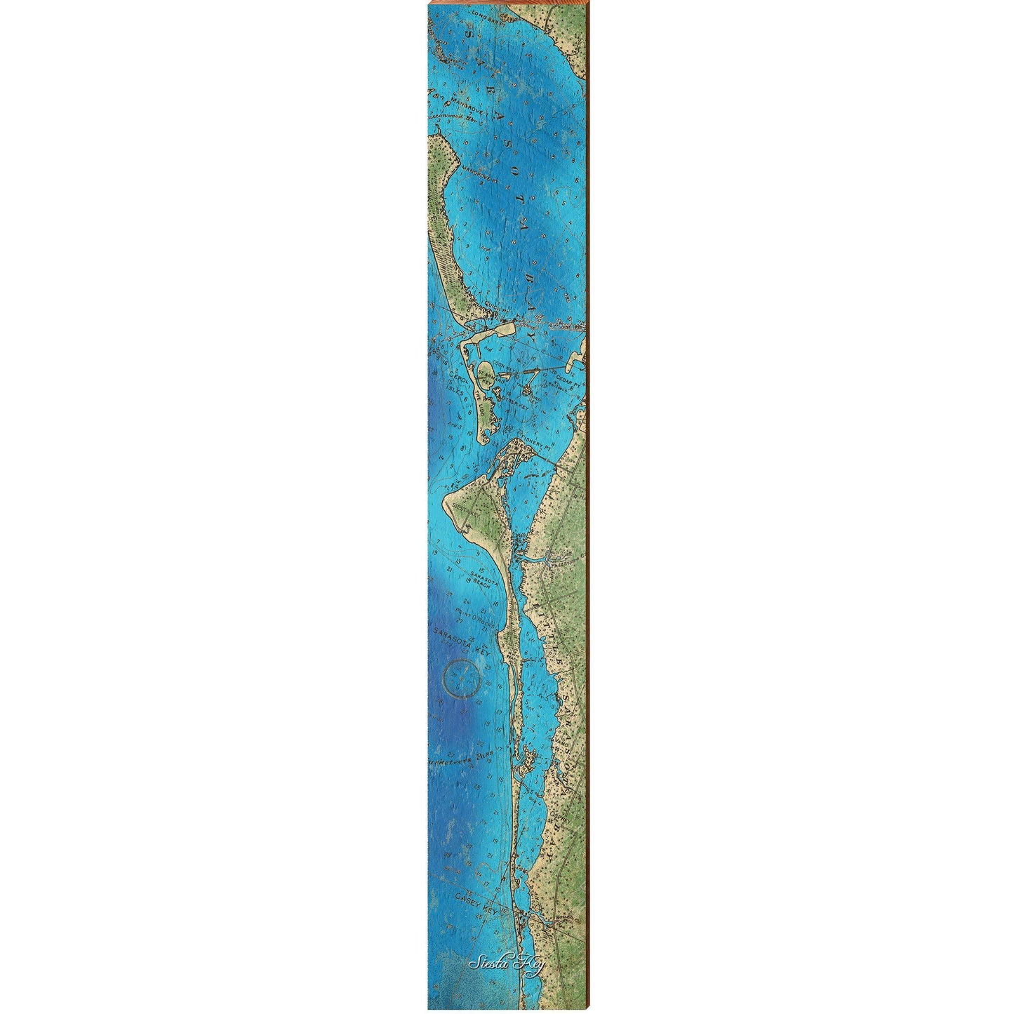 Siesta Key, Florida Topographical Map Large Wall Art | Wall Art Print on Real Wood