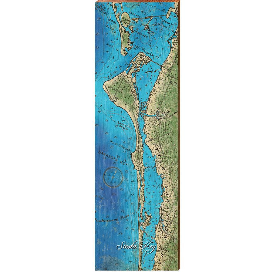 Siesta Key, Florida Map Wooden Sign | Wall Art Print on Real Wood