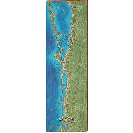 Siesta Key and Surrounding Areas, Florida | Wall Art Print on Real Wood