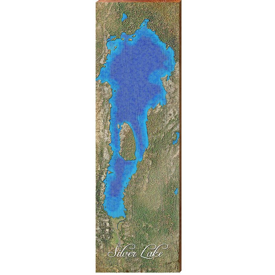 Silver Lake, California Satellite Map Wall Art | Wall Art Print on Real Wood