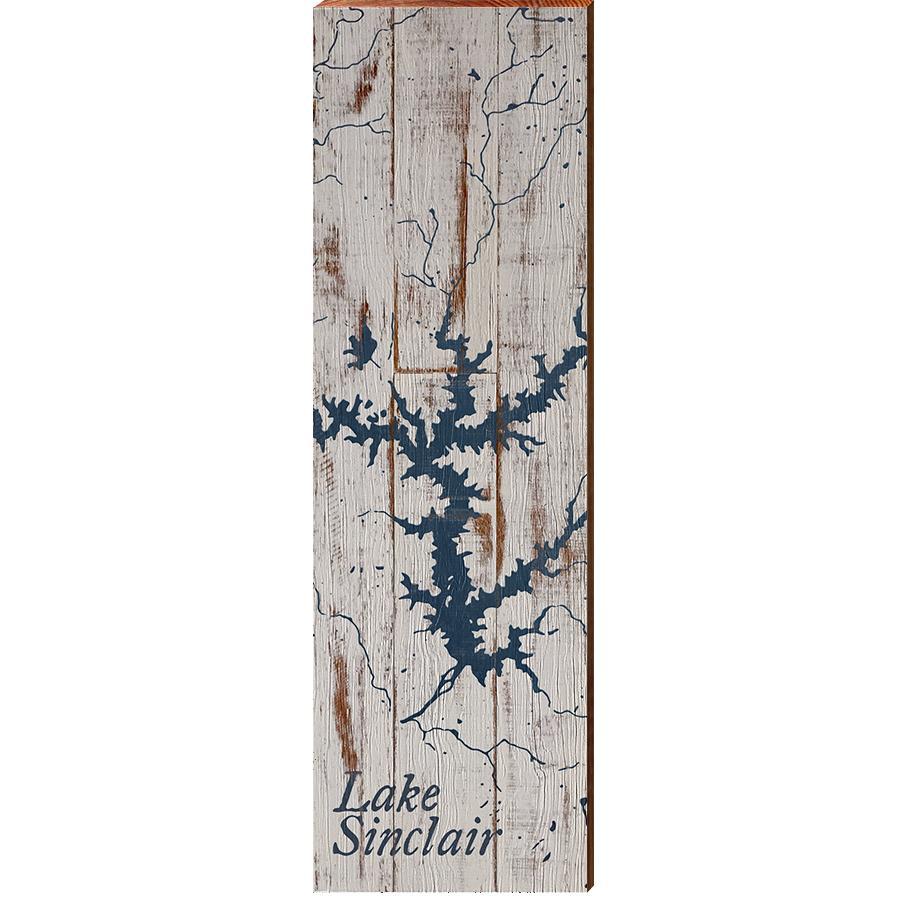 Lake Sinclair, Georgia Map Wooden Sign | Wall Art Print on Real Wood