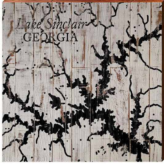 Lake Sinclair, Georgia Map | Wall Art Print on Real Wood