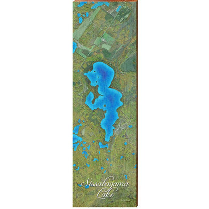 Sissabagama Lake Map Home Decor Art Print on Real Wood