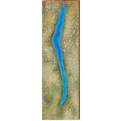 Skaneateles Lake Map Home Decor Art Print on Real Wood