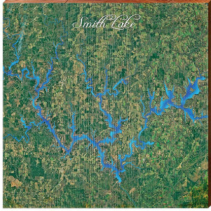 Lewis Smith Lake, Alabama Map | Wall Art Print on Real Wood