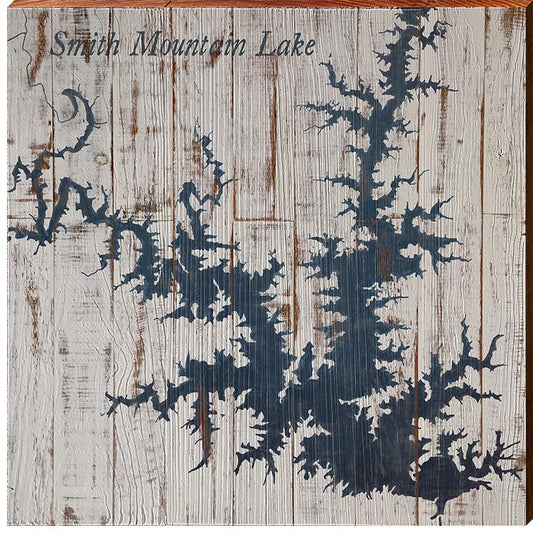 Smith Mountain Lake Shabby Map Home Decor Art Print on Real Wood