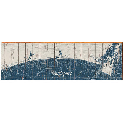 Southport Shabby Map Home Decor Art Print on Real Wood