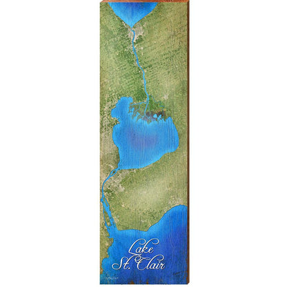 Lake St. Clair Map Home Decor Art Print on Real Wood