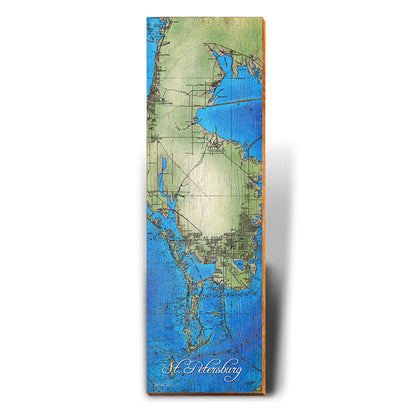 St. Petersburg, Florida Topographical Styled Map Wall Art | Wall Art Print on Real Wood