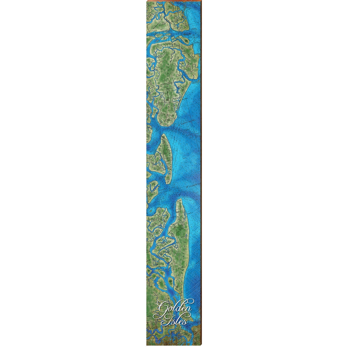 St. Simons Island, Georgia Map Wooden Sign | Wall Art Print on Real Wood