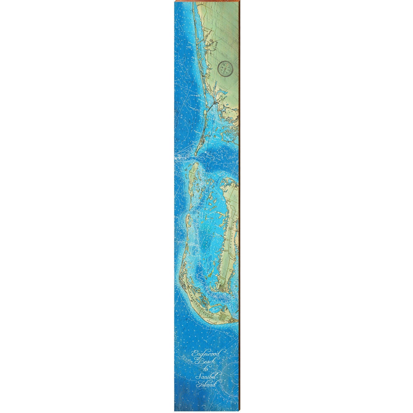 Englewood Beach to Sanibel Island, Florida Map Wooden Sign | Wall Art Print on Real Woos