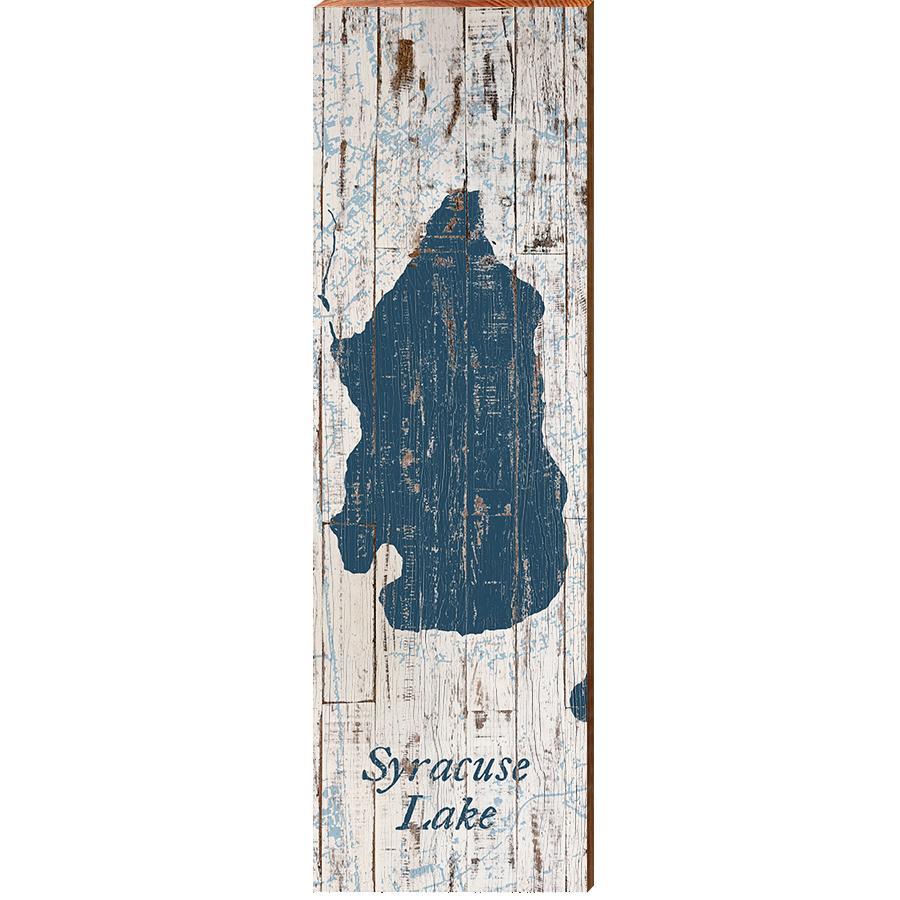 Syracuse Lake Shabby Map | Wall Art Print on Real Wood