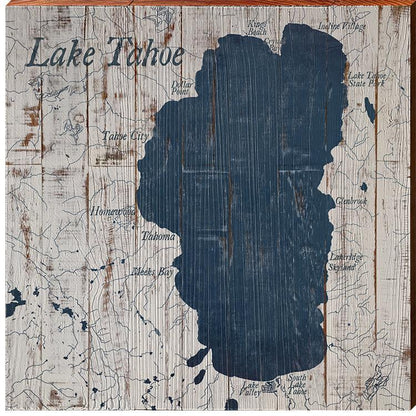 Lake Tahoe, California Map Wooden Sign | Wall Art Print on Real Wood