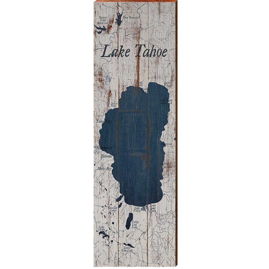 Lake Tahoe, California Shabby Map Wooden Sign | Wall Art Print on Real Wood