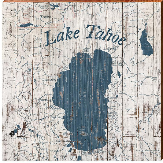 Lake Tahoe, California Map | Wall Art Print on Real Wood
