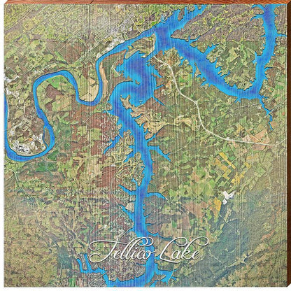 Tellico Lake, Tennessee Map Wooden Sign | Wall Art Print on Real Wood