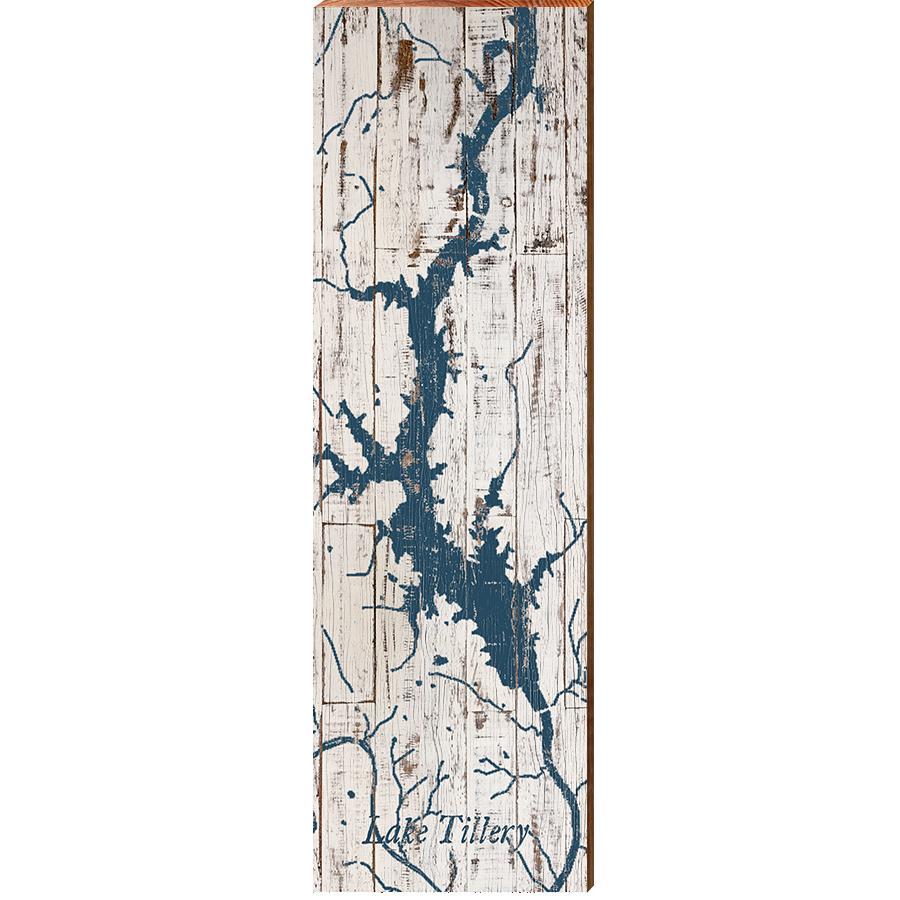 Lake Tillery, North Carolina Map Wooden Sign | Wall Art Print on Real Wood