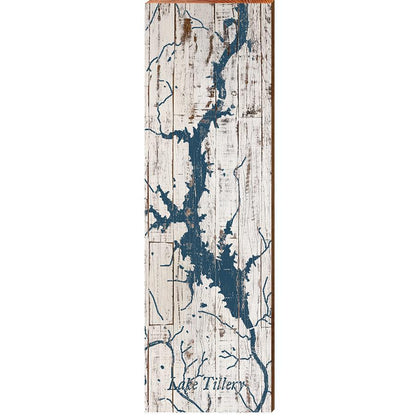 Lake Tillery, North Carolina Map Wooden Sign | Wall Art Print on Real Wood