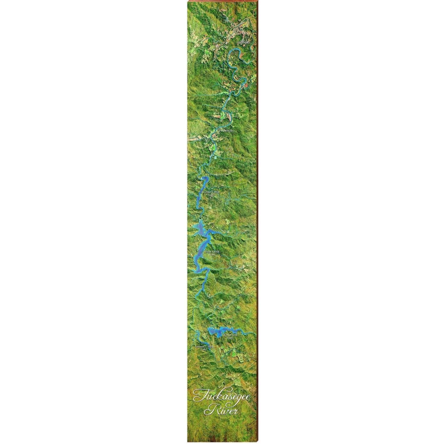 Tuckasegee River Map | Wall Art Print on Real Wood