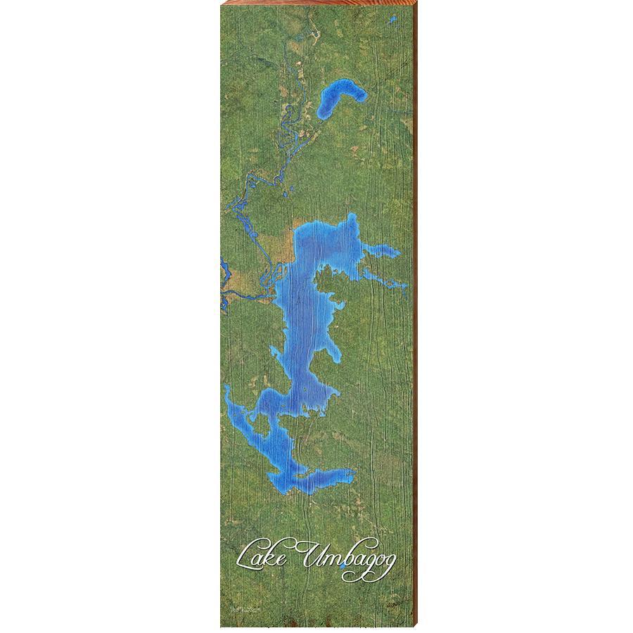 Lake Umbagog Map Home Decor Art Print on Real Wood