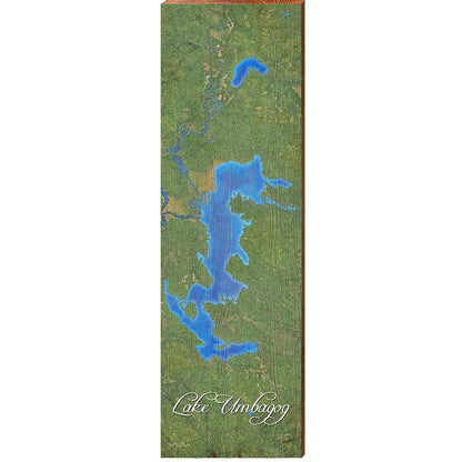 Lake Umbagog Map Home Decor Art Print on Real Wood