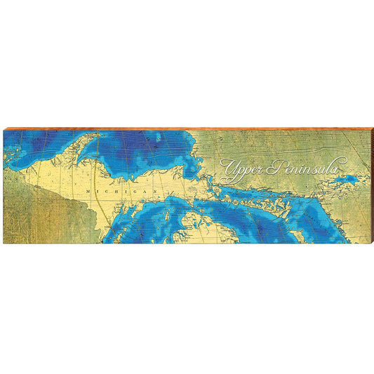 Upper Peninsula Map Home Decor Art Print on Real Wood