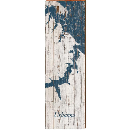 Urbanna Shabby Map Home Decor Art Print on Real Wood