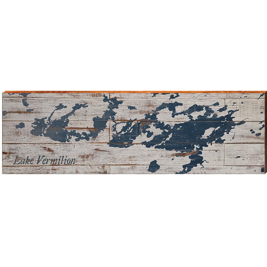 Lake Vermilion Shabby Map Home Decor Art Print on Real Wood