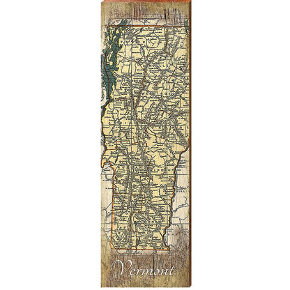 State Of Vermont Map Home Decor Art Print on Real Wood