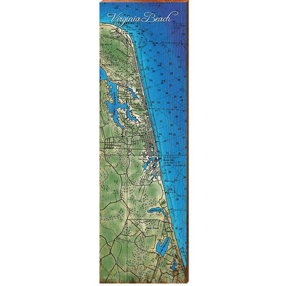 Virginia Beach Map Home Decor Art Print on Real Wood