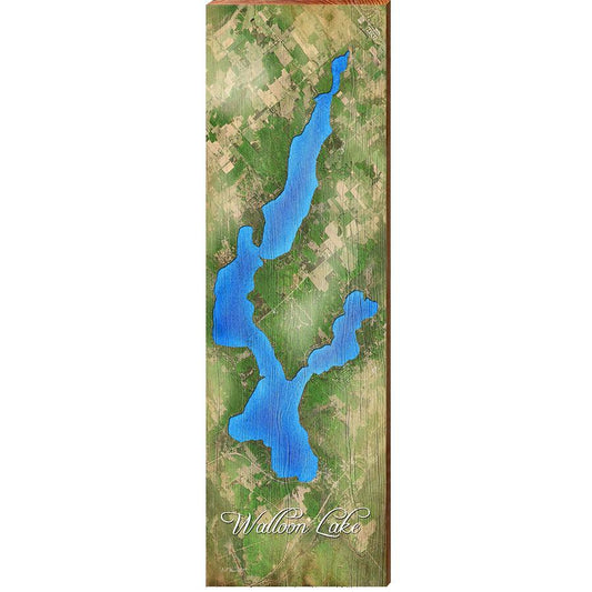 Walloon Lake Map Home Decor Art Print on Real Wood