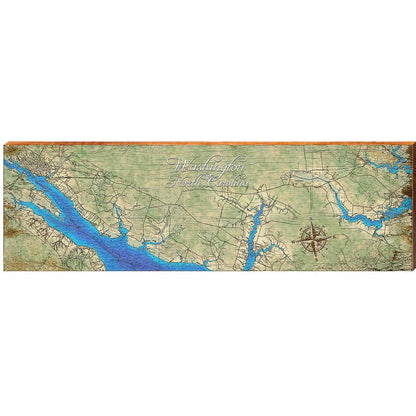 Washington, North Carolina Map Wooden Sign | Wall Art Print on Real Wood | Original Little Washington House Home Decor